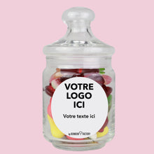 Charger l'image dans la galerie, Bonbonnière 200g décorée d'une étiquette personnalisable avec votre logo et/ou un message